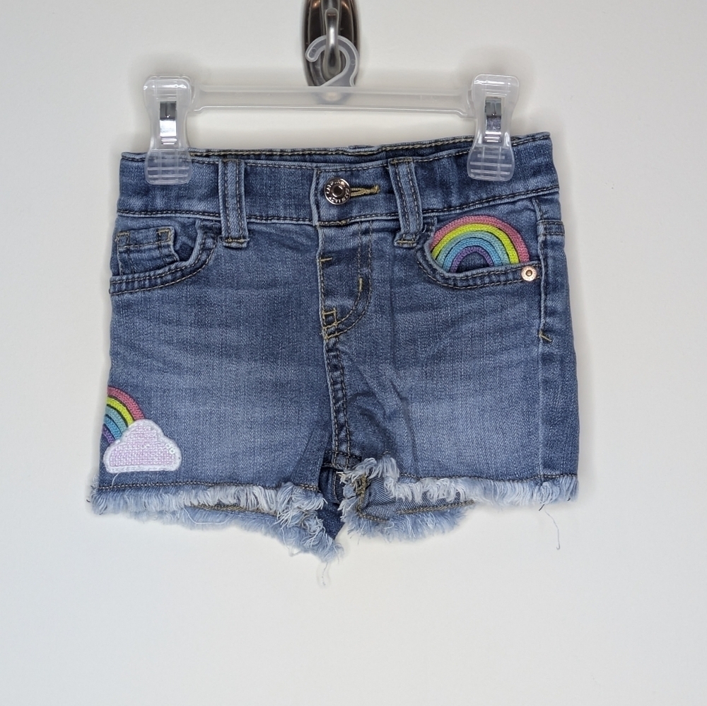 Cat & Jack Denim Embroidered Rainbow Shorts 18m